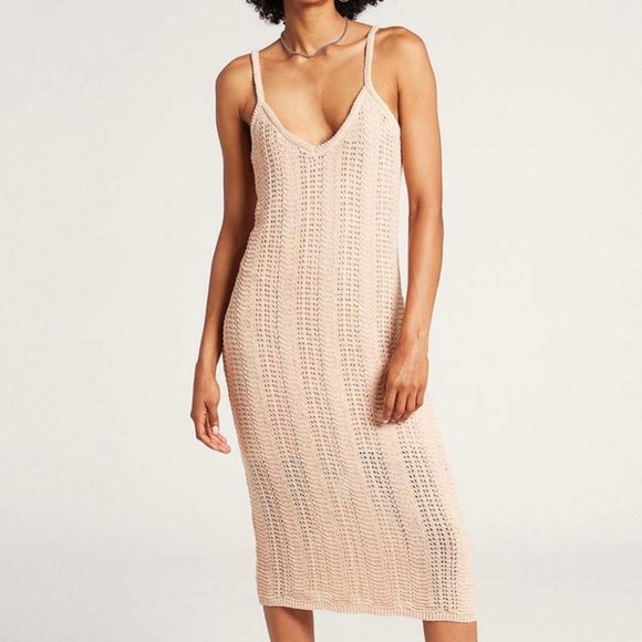 Volcom Dresses & Skirts - VOLCOM NWT Mushroom Ribbed Crochet All Day Sleeveless Midi Dress NEW